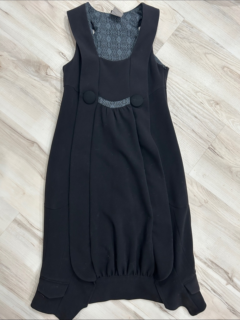 Moloko Black Sleeveless Panel Midi Dress with Button Accents